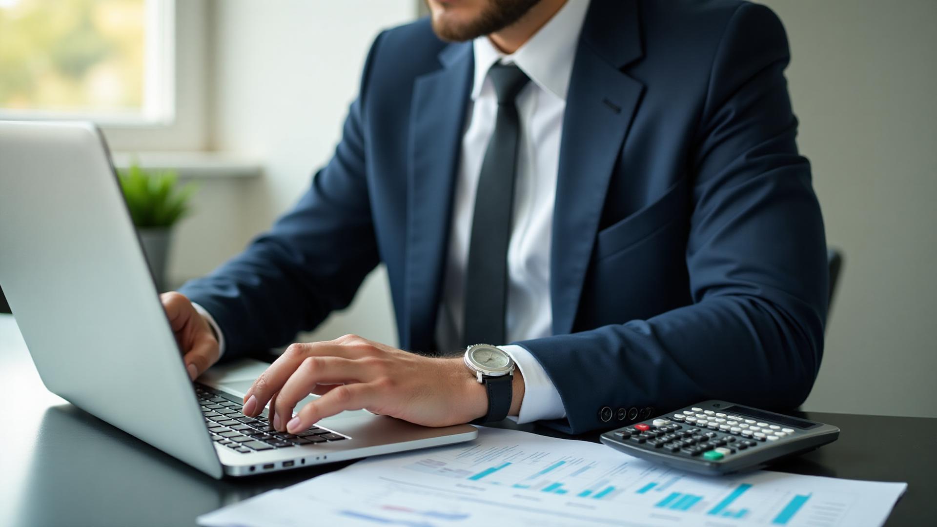 Professional CPA accountant working with financial software